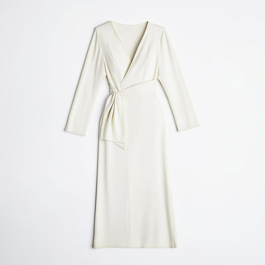 Satin Wrap Midi Dress