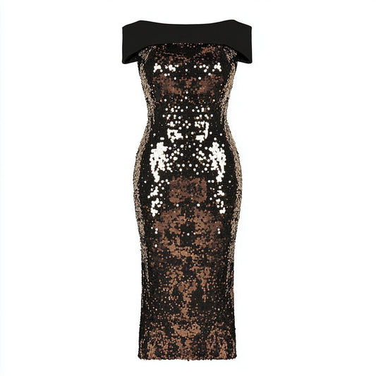 Sequin Bow Slip Dress
